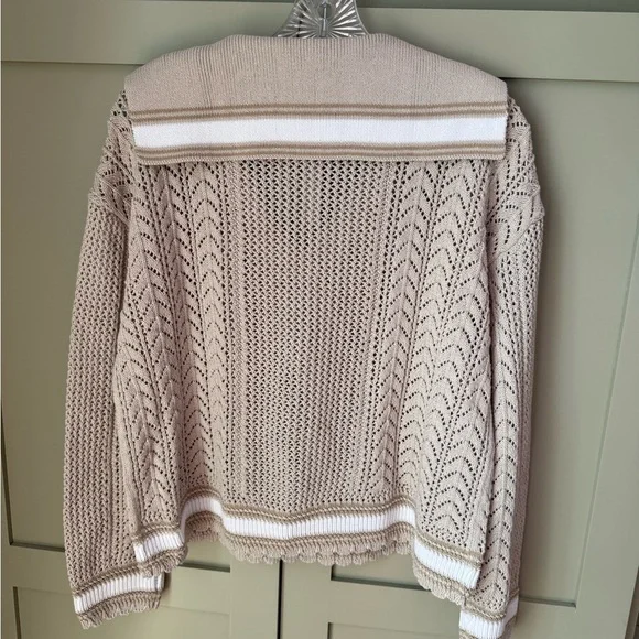 NWT Talbots Cream & White V-Neck Women's Sweater SZ M (Summer 2025) - Picture 13 of 16